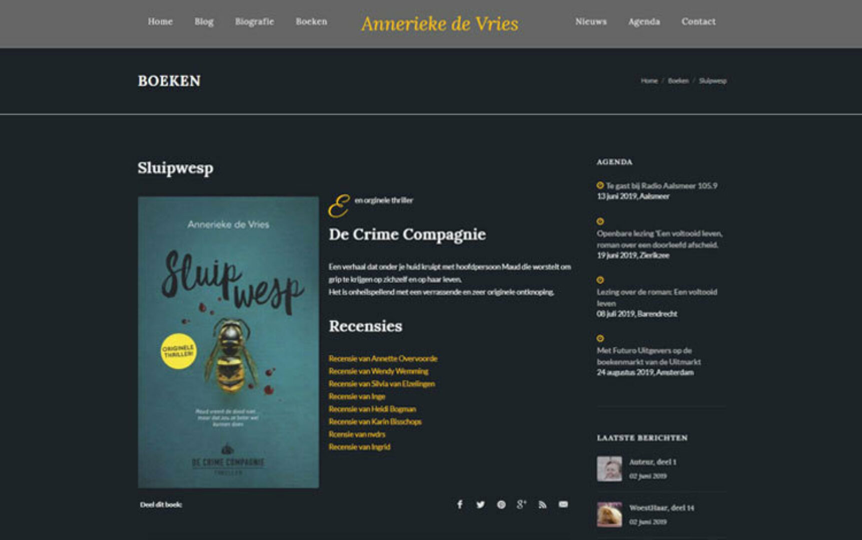 Website voor schrijfster