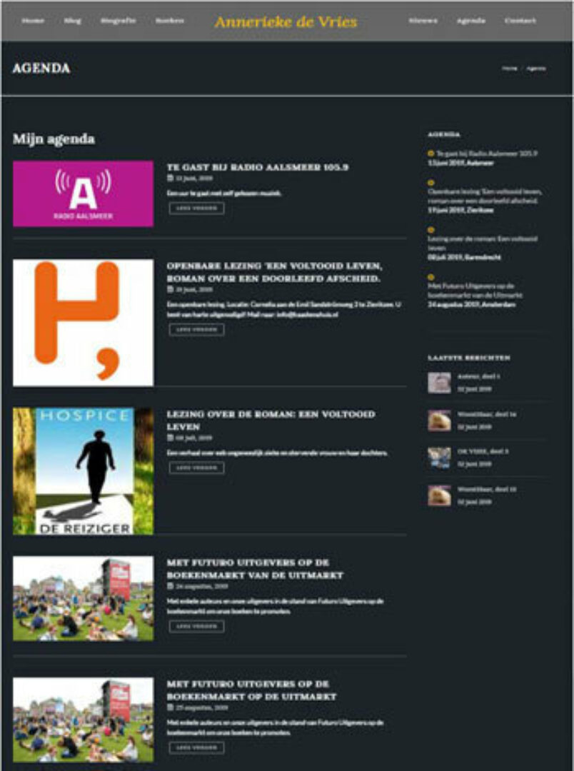 Website voor schrijfster